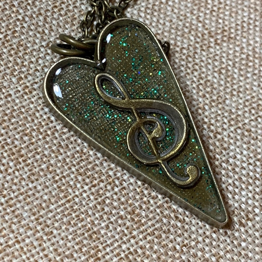Music Heart Necklace New Handmade One of a Kind